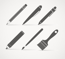 paint and writing tools collection vector image