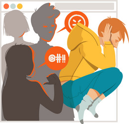 Young male as victim cyberbullying suffering vector