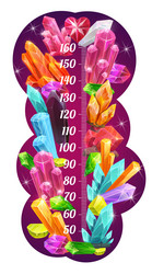 kids height chart meter with magic crystals gems vector image