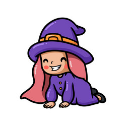 cute little witch girl cartoon posing vector image