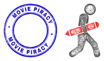 Distress movie piracy badge and network irregular vector