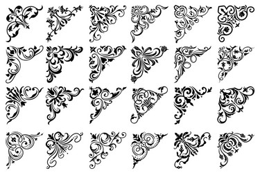 floral corners with victorian flourishes vector image