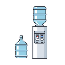 line plastic water cooler with blue full vector image