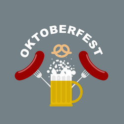 Oktoberfest beer mug with foam fried sausages vector