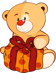 a stuffed toy bear cub and box cartoon vector image