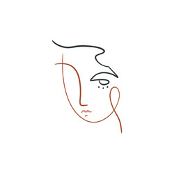 terracotta boho line drawing woman face fashion vector image