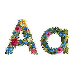 beautiful floral alphabet with flowers vector image