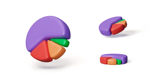 pie charts set 3d render circular vector image