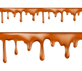 sweet caramel drips seamless patterns vector image