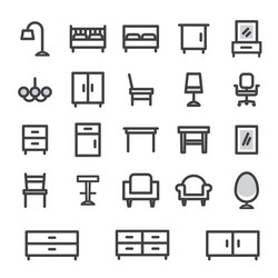 icons set furniture for home and office vector image