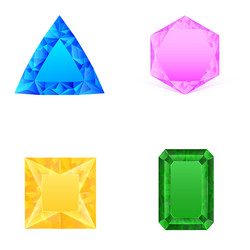 set of blue pink yellow green jewels vector image