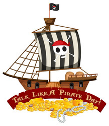 pirate ship with talk like a day font vector image