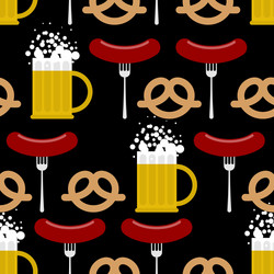 Seamless pattern beer and pretzels sausage vector