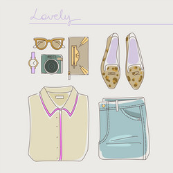 collection of woman clothes shoes and accessories vector image