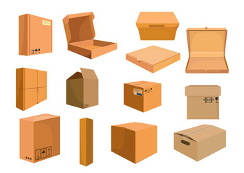 cardboard boxes set vector image