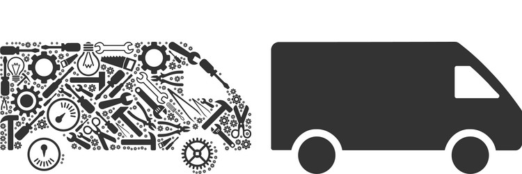 delivery car composition of service tools vector image