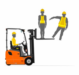 forklift lifting people vector image