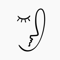 abstract one line drawing woman face portrait logo vector image