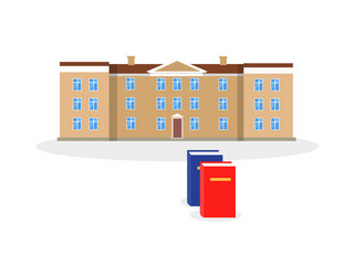 College building and book design flat vector