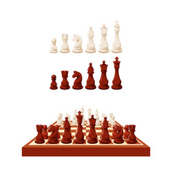 chess game pieces on chessboard and stand in row vector image