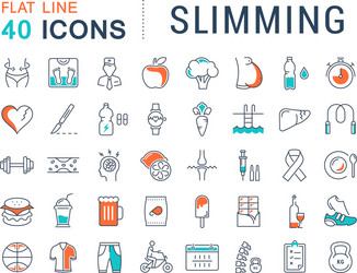 set flat line icons slimming vector image