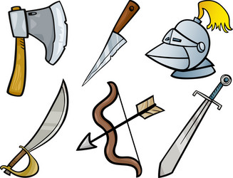 old weapons objects cartoon set vector image