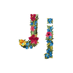 beautiful floral alphabet with flowers vector image