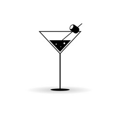 Martini with olives in a glass vector