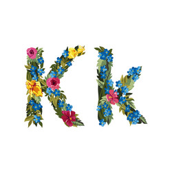 beautiful floral alphabet with flowers vector image