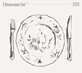 dinnerware set fork and knife on the table vector image