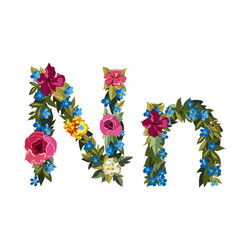 beautiful floral alphabet with flowers vector image