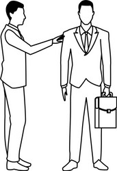 businessmen with briefcase black and white vector image