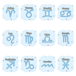 cartoon zodiac icon set in comic style astrology vector image