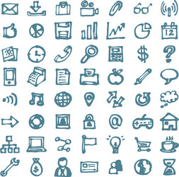 blue business hand drawn doodles highligher icons vector image