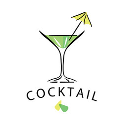 logo cocktail glass with umbrella vector image