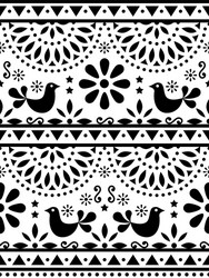 mexican folk art seamless birds pattern vector image