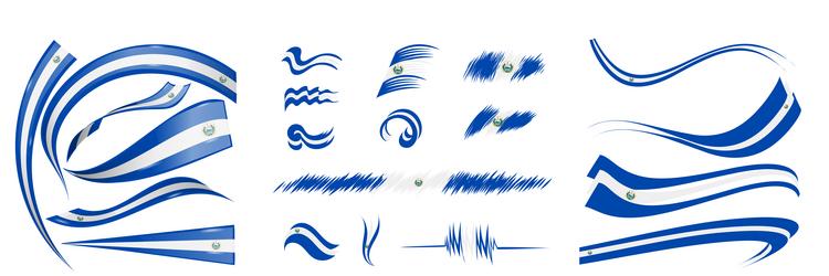 el salvador flag set elements on a white vector image