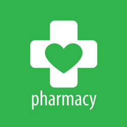 Logo heart and cross for pharmacy vector