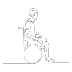 continuous one line man in a wheelchair disabled vector image