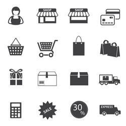 market and shopping mall icons set vector image