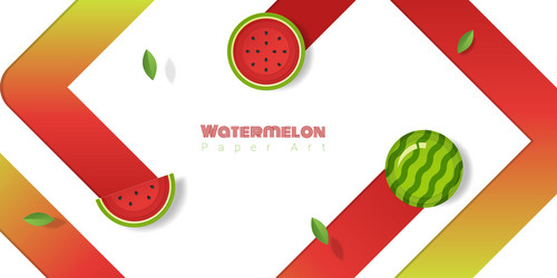 fresh watermelon fruit background paper art style vector image