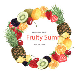 tropical season fruits wreaths banner design vector image