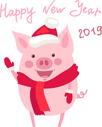 funny card design with cute cartoon pig vector image