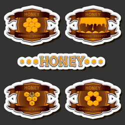 on theme for label of sugary flowing down honey vector image