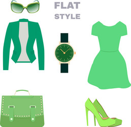 flat style womans look fashion wear vector image