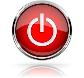 red round media button power shiny icon vector image