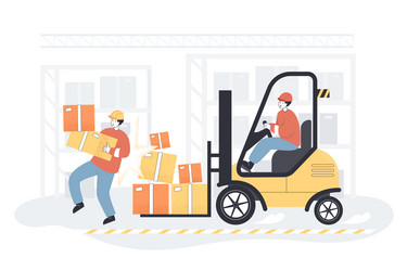 factory accident with worker and forklift driver vector image