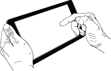 hands holding digital tablet pc vector image