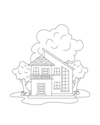 easy simple house coloring page modern art vector image