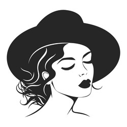 girl in a hat silhouette electrical vector image